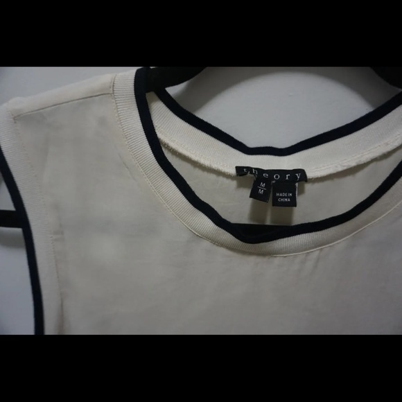 Theory Womens Silk Tank Top Cream Office Muscle White Medium - Picture 2 of 4